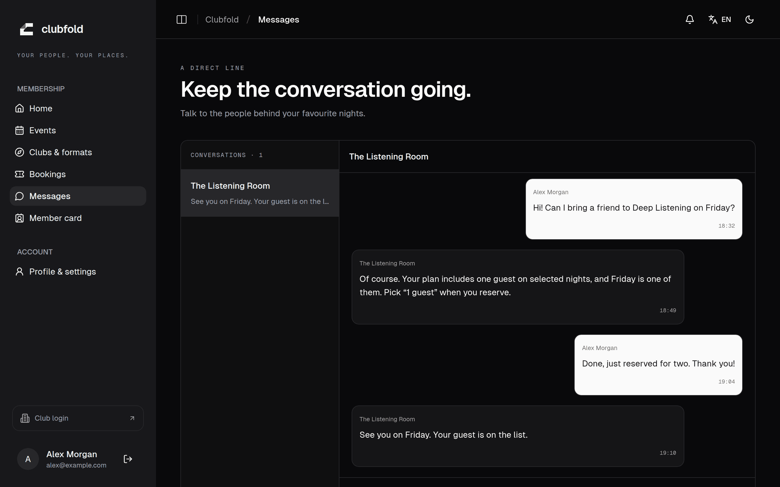 Messages · member app