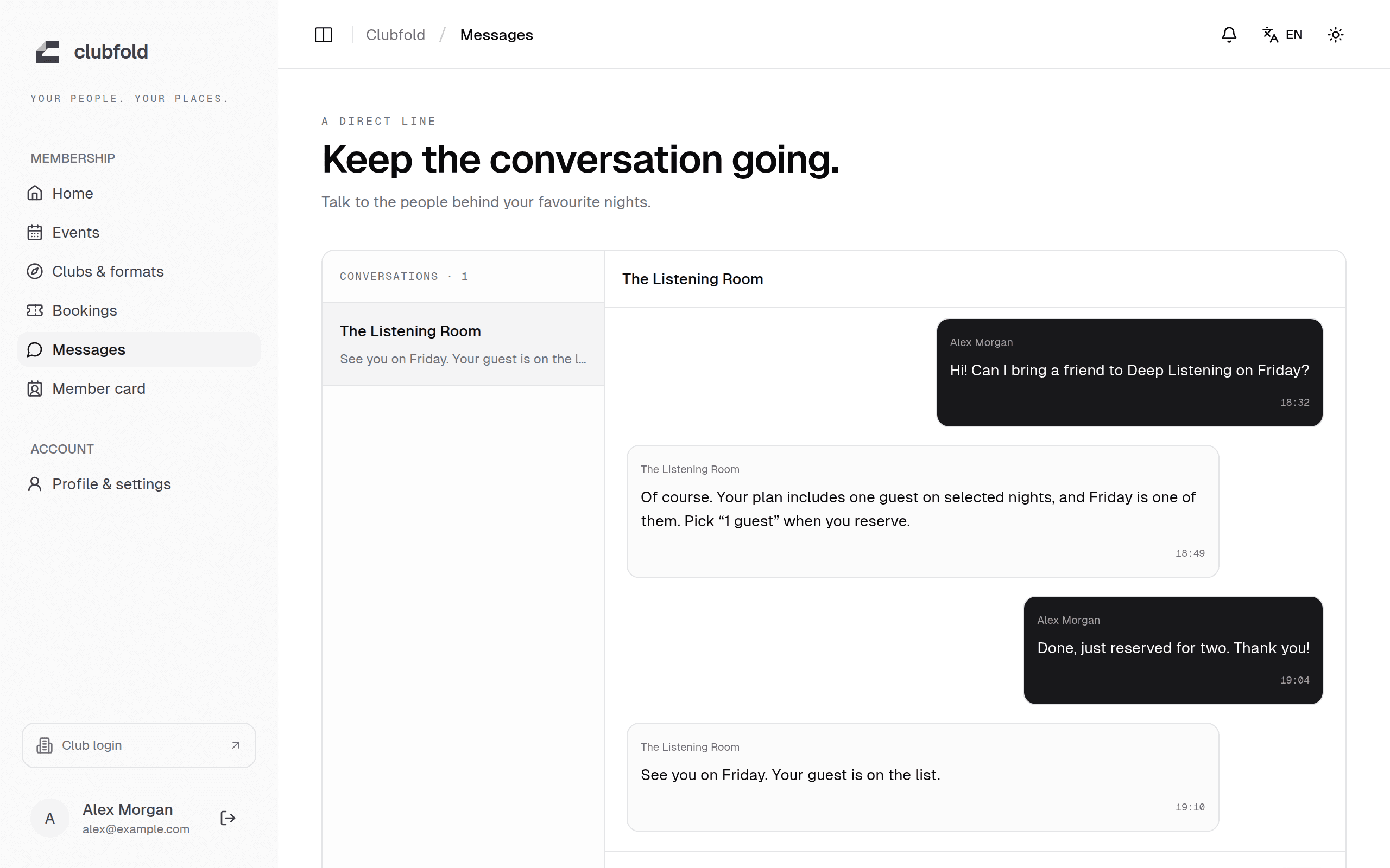 Messages · member app